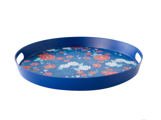 Red, White, and Blue Floral Reusable Bamboo Serving Tray